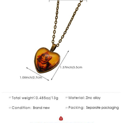 Vintage Oval Time Gem Glass Alloy Pendant Necklace