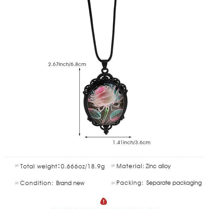 Simple Oval Cabochon Glass Alloy Necklace, Matte Black Plating, Cool Daily Ornament Gift For Club & Casual Trip
