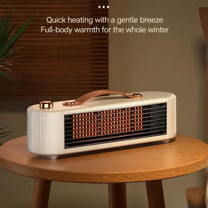 Portable Desktop Space Heater, Fast Heating PTC Ceramic Heater With Dual Heat Modes 450W/800W, Overheat & Tip-Over Safety Protection, Low Noise Indoor Heater For Bedroom & Office, White