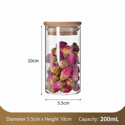 Kitchen Transparent Sealed Glass Jar with Bamboo Lid