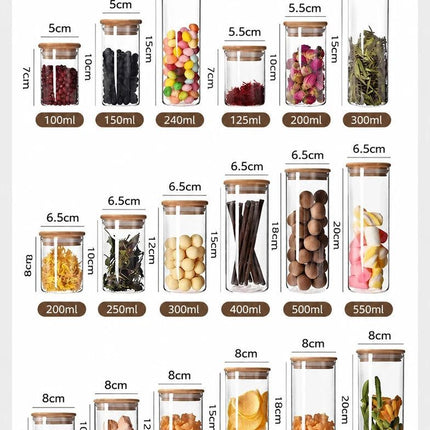 Food Grade Clear Glass Canister With Bamboo Lid, Sealed Moisture Resistant Kitchen Jar, 10cm*10cm, 650ml, Versatile Household Gift