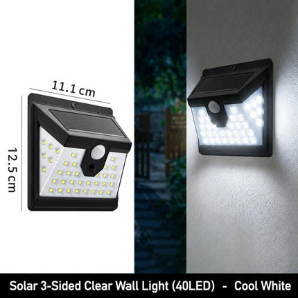 Solar LED Wall Light with Motion Sensor, Waterproof Outdoor Lighting