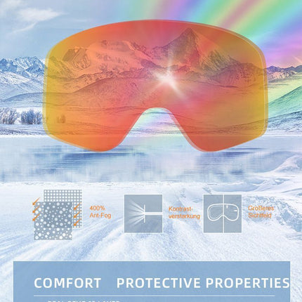 Anti-Fog Spherical Snowboard Goggles, UV Protection Ski Eyewear