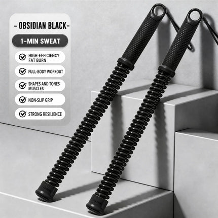 No Cord Spring Battle Rope, 2.18 Lbs A Pair, 16.93in Black, Indoor Outdoor Arm & Muscle Fitness Training Swing Rope, Compact Workout Equipment