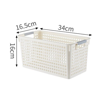 Narrow Plastic Storage Basket, Medium Size, 13.58x6.69x6.30in, White, Multi-Scene Storage Bin For Vegetables & Stationery, Great Daily Home Gift