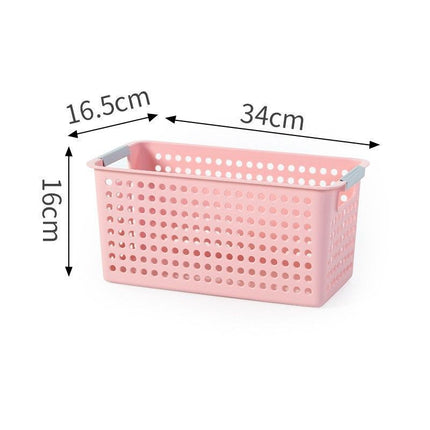 Narrow Plastic Storage Basket, Medium Size, 13.58x6.69x6.30in, Pink, Multi-Function Organizer For Pantry, Perfect New Home Gift