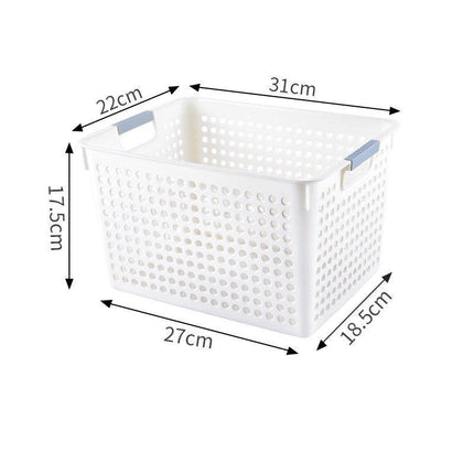 Tall Plastic Storage Basket, Medium Size, 12.20x8.66x6.89in, White, Multi-Purpose Deep Storage Container, Ideal Family Organizing Gift