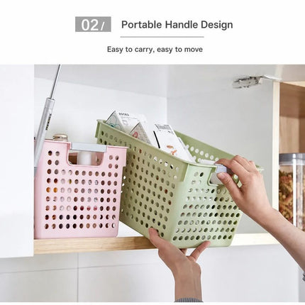 Shallow Plastic Storage Basket, Small Size, 10.43x6.77x2.87in, Green, Lightweight Storage Bin For Stationery & Fruits, Great Daily Gift