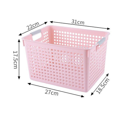 Tall Plastic Storage Basket, Medium Size, 12.20x8.66x6.89in, Pink, Deep Organizer For Kitchen Supplies, Lovely Housewarming Gift
