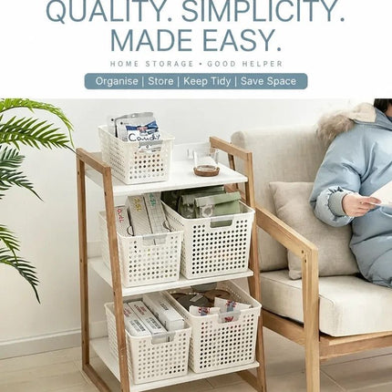 Tall Plastic Storage Basket, Medium Size, 12.20x8.66x6.89in, Blue, Multi-Scene Deep Storage Organizer, Thoughtful Home Gift