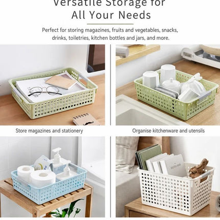 Tall Plastic Storage Basket, Medium Size, 12.20x8.66x6.89in, Blue, Multi-Scene Deep Storage Organizer, Thoughtful Home Gift