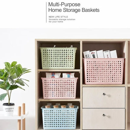 Tall Plastic Storage Basket, Medium Size, 12.20x8.66x6.89in, Blue, Multi-Scene Deep Storage Organizer, Thoughtful Home Gift