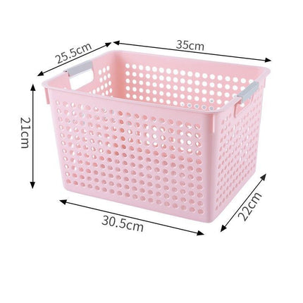 Tall Plastic Storage Basket, Large Size, 13.78x10.04x8.27in, Pink, Large Capacity Pantry Storage Bin, Beautiful Interior Decor Gift
