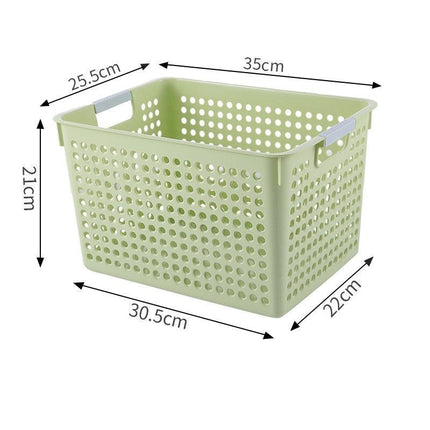 Tall Plastic Storage Basket, Large Size, 13.78x10.04x8.27in, Green, Household Organizer For Groceries & Clothes, Great New Home Gift