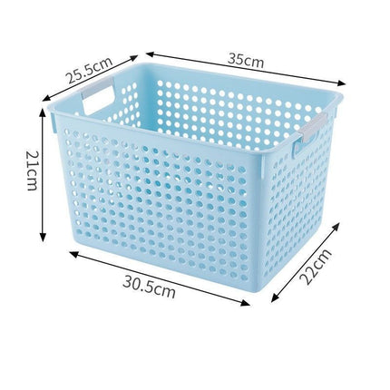 Tall Plastic Storage Basket, Large Size, 13.78x10.04x8.27in, Blue, Kitchen & Bedroom Large Storage Container, Premium Storage Present