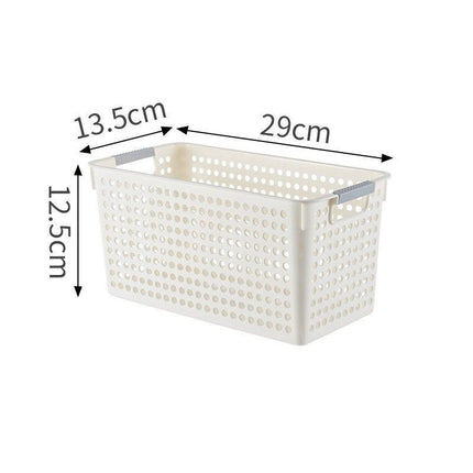 Narrow Plastic Storage Basket, Small Size, 11.42x5.31x4.92in, White, Slim Organizer Bin For Cabinet & Fridge, Compact Household Gift