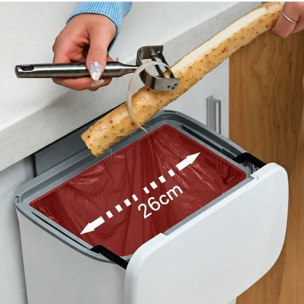 Hanging Kitchen Trash Can with Lid, Cabinet Door Mounted