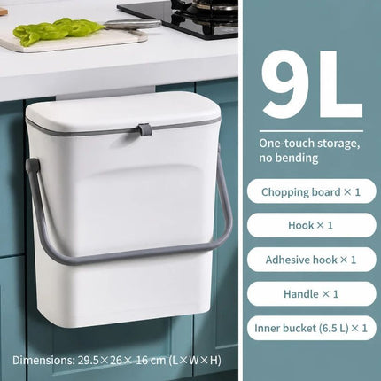 Cabinet Hanging Trash Can with Handle & Inner Bucket, Hook Style Mount