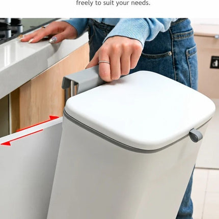 Wall Mount Hanging Waste Bin with Handle, Cabinet Door Hook Design