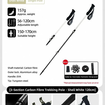 3 Section Carbon Fiber Telescopic Hiking Pole