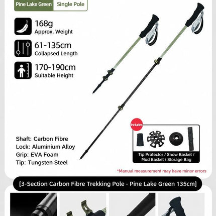 Lightweight Carbon Fiber 3 Section Trekking Pole