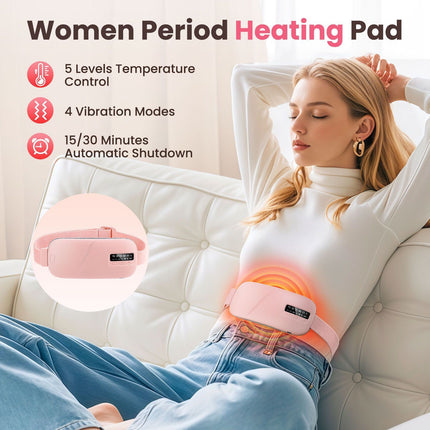 USB Rechargeable Heating Menstrual Warm Belt, Heat & Vibration Massage Warm Waist Belt, Pink, Portable Thermal Therapy Belt For Abdomen, Practical Wellness Gift