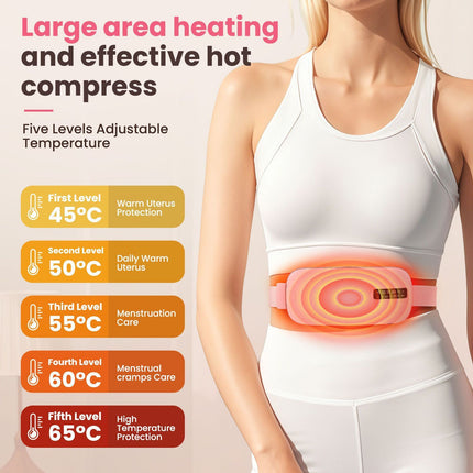 USB Rechargeable Heating Menstrual Warm Belt, Heat & Vibration Massage Warm Waist Belt, Pink, Portable Thermal Therapy Belt For Abdomen, Practical Wellness Gift