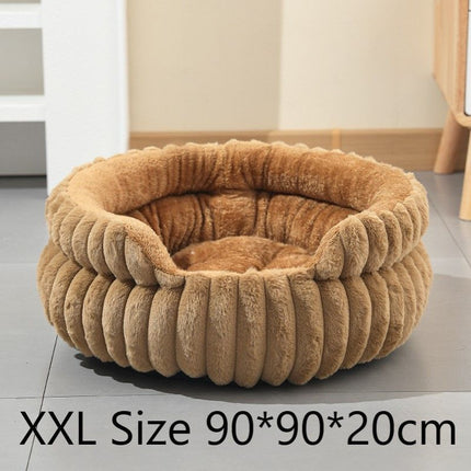 Oversized Removable Notch Style Round Pet Bed, Thick Cushion Moisture-Proof All Season Pet Nest, Coffee, Size 2XL, 35.43x35.43x7.87in