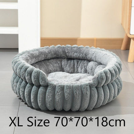 Notch Style Round Pet Bed With Removable Cover, Warm Plush All Season Cat Dog Bed, Grey, Size XL, 27.56x27.56x7.09in, Comfortable Rest Space For Medium Large Pets