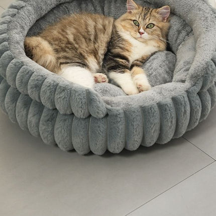 Oversized Removable Notch Style Round Pet Bed, Thick Cushion Moisture-Proof All Season Pet Nest, Cream White, Size 2XL, 35.43x35.43x7.87in