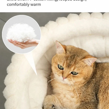 Oversized Removable Notch Style Round Pet Bed, Thick Cushion Moisture-Proof All Season Pet Nest, Cream White, Size 2XL, 35.43x35.43x7.87in