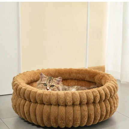 Oversized Removable Notch Style Round Pet Bed, Thick Cushion Moisture-Proof All Season Pet Nest, Pink, Size 2XL, 35.43x35.43x7.87in