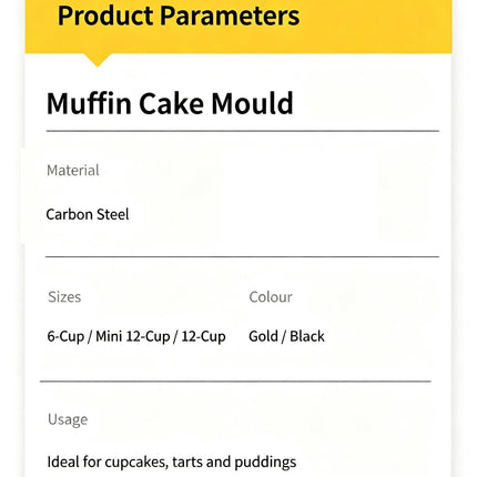 Non-Stick Muffin Baking Tray, Household Oven Cake Bread Mould, Gold 6-Cup Baking Pan, Set Of 2, Essential Home Baking Tool