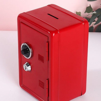 Metal Lockable Cash Safe Box, Household Money Piggy Bank For Loose Change Storage, Blue, Portable Security Storage Case For Family