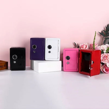 Lockable Metal Money Saving Safe Box, Household Coin Storage Piggy Bank For Cash, White, Neat Minimalist Home Security Storage Case