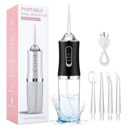 Cordless Electric Water Flosser, Multi-Purpose Home Oral Irrigator, A8 Black With 4 Replacement Nozzles, Practical Oral Cleaning Device For Trips