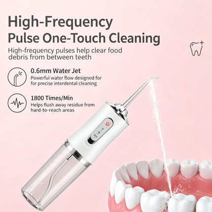 Electroplated Electric Water Flosser, Rechargeable Portable Teeth Cleaner, A8 Pink Electroplated Model With 4 Nozzles, Attractive Home Dental Gear