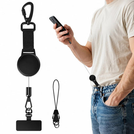D Ring Mobile Phone Lanyard with Stainless Steel Sheet