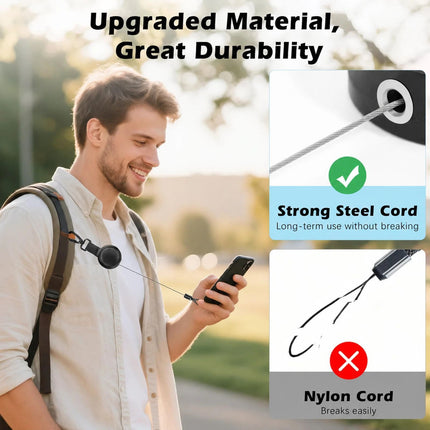 D Ring Mobile Phone Lanyard with Stainless Steel Sheet
