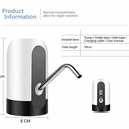 Electric Water Bottle Pump Dispenser For Water Jugs, Rechargeable Automatic Water Suction Device, Smart Household Water Extractor For Purified Water Barrels, White, Practical Indoor Drinking Water Accessory