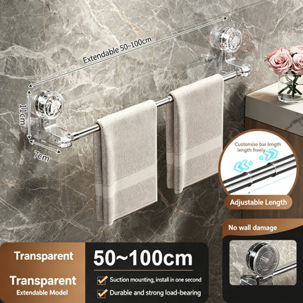 No Drill Wall Hanging Bathroom Slipper Holder, Telescopic Drainage Shoe Storage Rack, Clear Transparent Retractable Type, 50-100cm, Convenient Washroom Tidying Gear