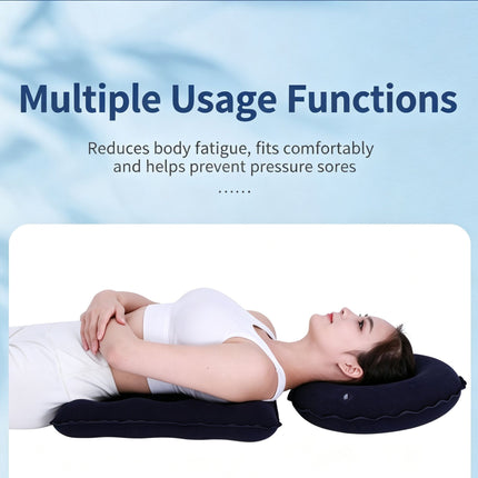 Flocked Inflatable Pressure Relief Cushion, 16 Hole Square Anti-Bedsore Pad For Hip & Tailbone, Blue, Soft Touch Medical Seat Support