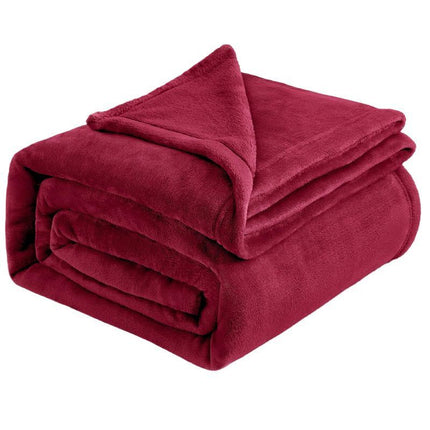 Warm Lightweight Flannel Fleece Blanket, Super Soft Plush Cover For Indoor Rest & Leisure, Wine Red, 180X200cm, Size XL, Ideal For Night Time Use
