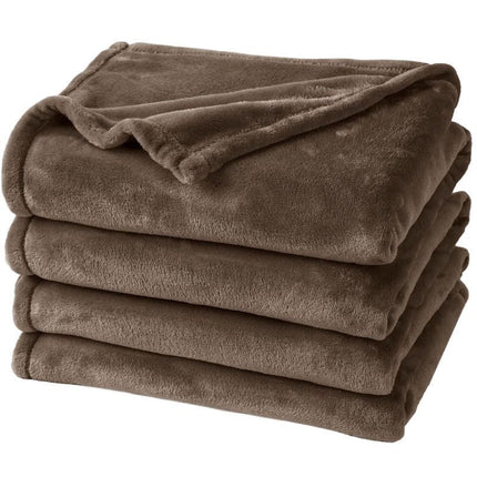 Warm Lightweight Flannel Fleece Blanket, Super Soft Plush Cover For Indoor Rest & Leisure, Coffee, 180X200cm, Size XL, Ideal For Night Time Use