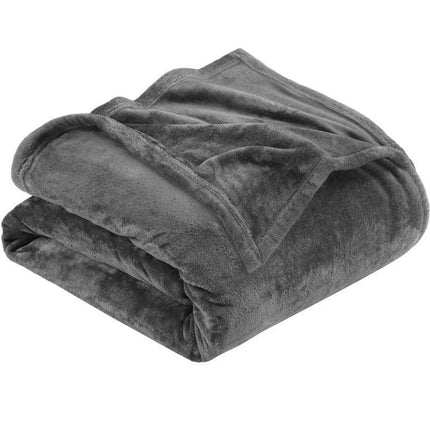 Snuggly Flannel Fleece Blanket, Soft Warm Lightweight Plush Throw For Lounge & Bedroom, Dark Grey, 120X200cm, Size M, Comfortable All Season Cover