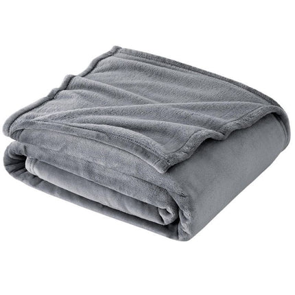 Snuggly Flannel Fleece Blanket, Soft Warm Lightweight Plush Throw For Lounge & Bedroom, Silver Grey, 120X200cm, Size M, Comfortable All Season Cover
