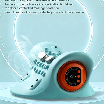 Electric Neck & Shoulder Massage Pillow, Portable Cervical Massager With Kneading, EMS Pulse & Heat Therapy, Suitable For Home & Car Use, Sky Blue, Ergonomic Muscle Relaxation Device