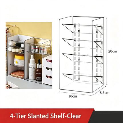 4 Tier Slanted Grid Acrylic Storage Rack