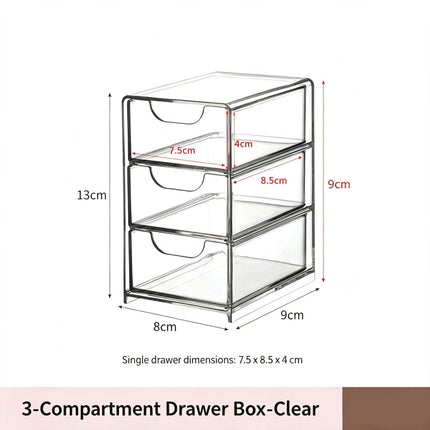 Clear 3 Grid Small Drawer Organiser
