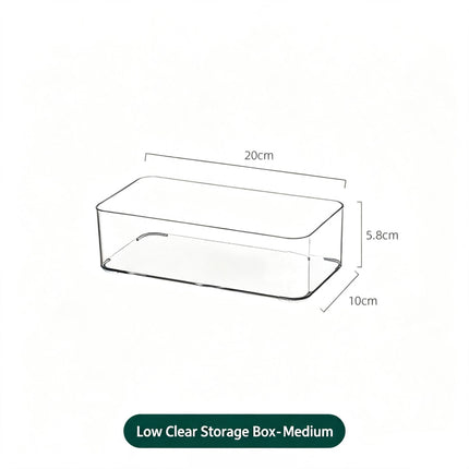 Low Profile Clear Storage Box, Medium Size Multi-Purpose Acrylic Vanity Organiser